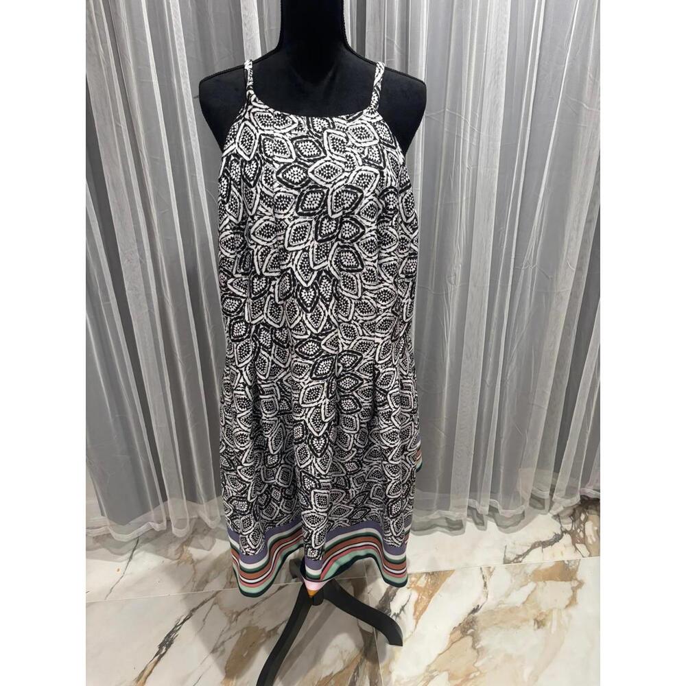 Vince Camuto Black Sleeveless Dress Plus Size with Striped Hem Sz 22W